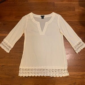 White Tunic with Cotton Lace Detail-XS